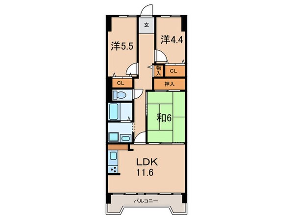 東加古川ハイタウンC棟（617）の物件間取画像